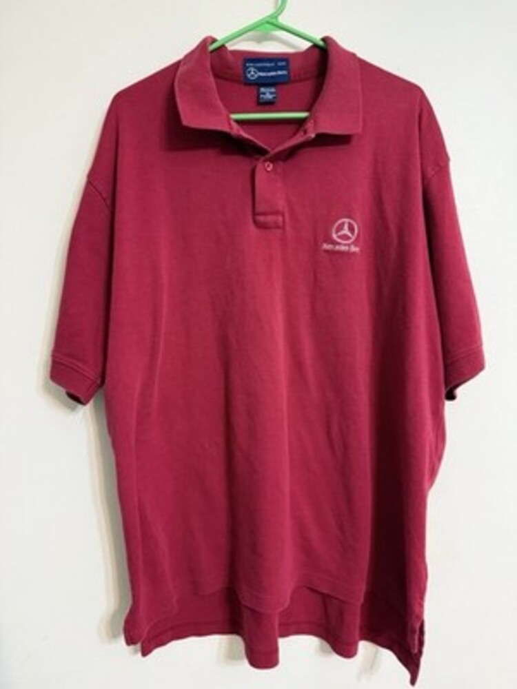 Mercedes-Benz Mens XL Burgundy Red Combed Cotton Polo Shirt Made in USA Vintage